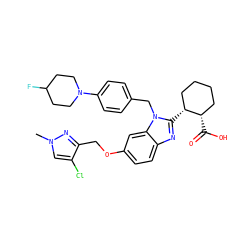 Cn1cc(Cl)c(COc2ccc3nc([C@@H]4CCCC[C@@H]4C(=O)O)n(Cc4ccc(N5CCC(F)CC5)cc4)c3c2)n1 ZINC000226040784