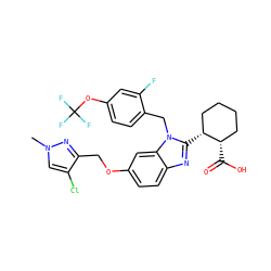 Cn1cc(Cl)c(COc2ccc3nc([C@@H]4CCCC[C@@H]4C(=O)O)n(Cc4ccc(OC(F)(F)F)cc4F)c3c2)n1 ZINC000226022532