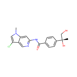 Cn1cc(Cl)c2cnc(NC(=O)c3ccc([C@@](C)(O)CO)cc3)cc21 ZINC000145256201