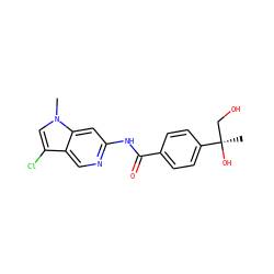 Cn1cc(Cl)c2cnc(NC(=O)c3ccc([C@](C)(O)CO)cc3)cc21 ZINC000145259607