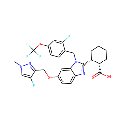 Cn1cc(F)c(COc2ccc3nc([C@@H]4CCCC[C@@H]4C(=O)O)n(Cc4ccc(OC(F)(F)F)cc4F)c3c2)n1 ZINC000226017266