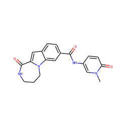 Cn1cc(NC(=O)c2ccc3cc4n(c3c2)CCCNC4=O)ccc1=O ZINC000147841203