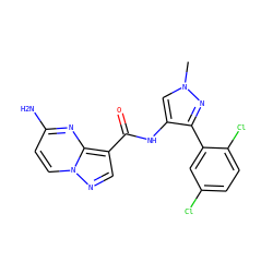 Cn1cc(NC(=O)c2cnn3ccc(N)nc23)c(-c2cc(Cl)ccc2Cl)n1 ZINC000095573881