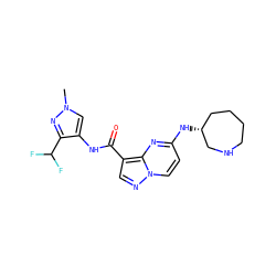 Cn1cc(NC(=O)c2cnn3ccc(N[C@@H]4CCCCNC4)nc23)c(C(F)F)n1 ZINC000473156098