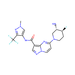 Cn1cc(NC(=O)c2cnn3ccc(N4CC[C@H](F)[C@@H](N)C4)nc23)c(C(F)(F)F)n1 ZINC000473107743