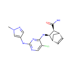 Cn1cc(Nc2ncc(Cl)c(N[C@H]3[C@@H](C(N)=O)[C@@H]4C=C[C@H]3C4)n2)cn1 ZINC000084597549