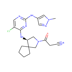 Cn1cc(Nc2ncc(Cl)c(N[C@H]3CN(C(=O)CC#N)CC34CCCC4)n2)cn1 ZINC001772624576