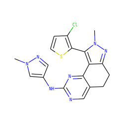 Cn1cc(Nc2ncc3c(n2)-c2c(nn(C)c2-c2sccc2Cl)CC3)cn1 ZINC000141184802