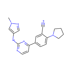 Cn1cc(Nc2nccc(-c3ccc(N4CCCC4)c(C#N)c3)n2)cn1 ZINC000113875318