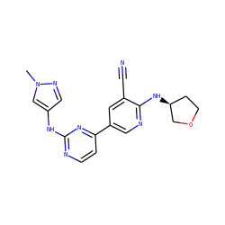 Cn1cc(Nc2nccc(-c3cnc(N[C@H]4CCOC4)c(C#N)c3)n2)cn1 ZINC001772633741