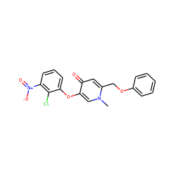 Cn1cc(Oc2cccc([N+](=O)[O-])c2Cl)c(=O)cc1COc1ccccc1 ZINC000473119860
