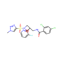 Cn1cc(S(=O)(=O)N2CC(CNC(=O)c3ccc(Cl)cc3Cl)(c3ncccc3F)C2)nn1 ZINC000045484654
