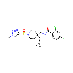 Cn1cc(S(=O)(=O)N2CCC(CNC(=O)c3ccc(Cl)cc3Cl)(CC3CC3)CC2)nn1 ZINC000040939010