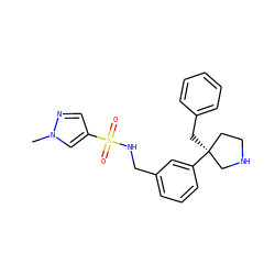 Cn1cc(S(=O)(=O)NCc2cccc([C@@]3(Cc4ccccc4)CCNC3)c2)cn1 ZINC000114246994