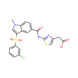 Cn1cc(S(=O)(=O)c2cccc(Cl)c2)c2cc(C(=O)Nc3nc(CC(=O)O)cs3)ccc21 ZINC000299858992