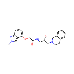 Cn1cc2c(OCC(=O)NC[C@H](O)CN3CCc4ccccc4C3)cccc2n1 ZINC000218916656