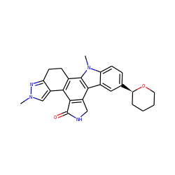 Cn1cc2c(n1)CCc1c-2c2c(c3c4cc([C@@H]5CCCCO5)ccc4n(C)c13)CNC2=O ZINC000049793023