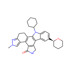 Cn1cc2c(n1)CCc1c-2c2c(c3c4cc([C@@H]5CCCCO5)ccc4n(C4CCCCC4)c13)CNC2=O ZINC000049036589