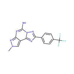 Cn1cc2c(nc(N)n3nc(-c4ccc(C(F)(F)F)cc4)nc23)n1 ZINC000072140805