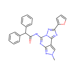 Cn1cc2c(nc(NC(=O)C(c3ccccc3)c3ccccc3)n3nc(-c4ccco4)nc23)n1 ZINC000045298464