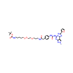 Cn1cc2c(nc(NC(=O)Nc3ccc(CC(=O)NCCCOCCOOCCCCCNC(=O)OC(C)(C)C)cc3)n3nc(-c4ccco4)nc23)n1 ZINC001772614796