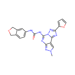 Cn1cc2c(nc(NC(=O)Nc3ccc4c(c3)COC4)n3nc(-c4ccco4)nc23)n1 ZINC000066258305