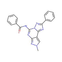 Cn1cc2c(nc(NC(=O)c3ccccc3)n3nc(-c4ccccc4)nc23)n1 ZINC000049068581