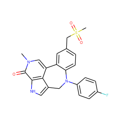 Cn1cc2c3c(c[nH]c3c1=O)CN(c1ccc(F)cc1)c1ccc(CS(C)(=O)=O)cc1-2 ZINC000218400060