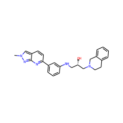 Cn1cc2ccc(-c3cccc(NC[C@H](O)CN4CCc5ccccc5C4)c3)nc2n1 ZINC000220904915