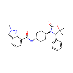 Cn1cc2cccc(C(=O)N[C@H]3CC[C@H](N4C(=O)OC(C)(C)[C@@H]4c4ccccc4)CC3)c2n1 ZINC001772645549