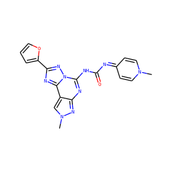 Cn1ccc(=NC(=O)Nc2nc3nn(C)cc3c3nc(-c4ccco4)nn23)cc1 ZINC000169719355