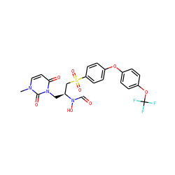 Cn1ccc(=O)n(C[C@@H](CS(=O)(=O)c2ccc(Oc3ccc(OC(F)(F)F)cc3)cc2)N(O)C=O)c1=O ZINC000026393005