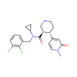 Cn1ccc([C@H]2CCNC[C@@H]2C(=O)N(Cc2cccc(Cl)c2Cl)C2CC2)cc1=O ZINC000072174867