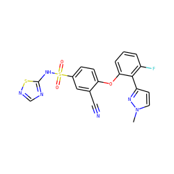 Cn1ccc(-c2c(F)cccc2Oc2ccc(S(=O)(=O)Nc3ncns3)cc2C#N)n1 ZINC000095585369