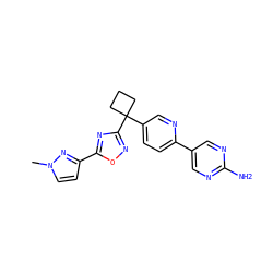 Cn1ccc(-c2nc(C3(c4ccc(-c5cnc(N)nc5)nc4)CCC3)no2)n1 ZINC000096175532