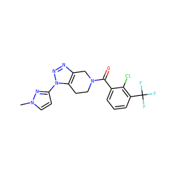 Cn1ccc(-n2nnc3c2CCN(C(=O)c2cccc(C(F)(F)F)c2Cl)C3)n1 ZINC000225978991