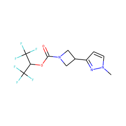 Cn1ccc(C2CN(C(=O)OC(C(F)(F)F)C(F)(F)F)C2)n1 ZINC001772584798