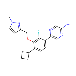 Cn1ccc(COc2c(C3CCC3)ccc(-c3cnc(N)cn3)c2F)n1 ZINC000212121358