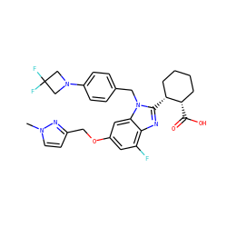 Cn1ccc(COc2cc(F)c3nc([C@@H]4CCCC[C@@H]4C(=O)O)n(Cc4ccc(N5CC(F)(F)C5)cc4)c3c2)n1 ZINC000226042514