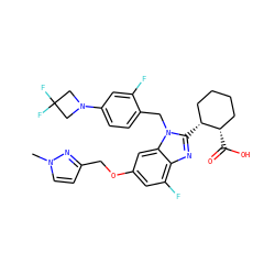 Cn1ccc(COc2cc(F)c3nc([C@@H]4CCCC[C@@H]4C(=O)O)n(Cc4ccc(N5CC(F)(F)C5)cc4F)c3c2)n1 ZINC000221570627