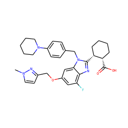 Cn1ccc(COc2cc(F)c3nc([C@@H]4CCCC[C@@H]4C(=O)O)n(Cc4ccc(N5CCCCC5)cc4)c3c2)n1 ZINC000226021233
