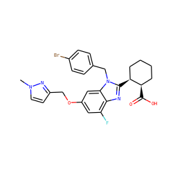 Cn1ccc(COc2cc(F)c3nc([C@H]4CCCC[C@H]4C(=O)O)n(Cc4ccc(Br)cc4)c3c2)n1 ZINC000218351676