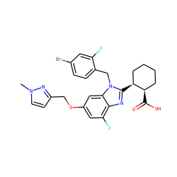 Cn1ccc(COc2cc(F)c3nc([C@H]4CCCC[C@H]4C(=O)O)n(Cc4ccc(Br)cc4F)c3c2)n1 ZINC000218037733