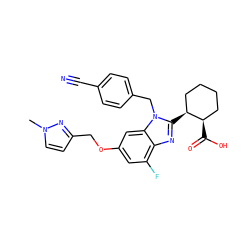 Cn1ccc(COc2cc(F)c3nc([C@H]4CCCC[C@H]4C(=O)O)n(Cc4ccc(C#N)cc4)c3c2)n1 ZINC000226014986