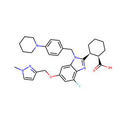 Cn1ccc(COc2cc(F)c3nc([C@H]4CCCC[C@H]4C(=O)O)n(Cc4ccc(N5CCCCC5)cc4)c3c2)n1 ZINC000226021251