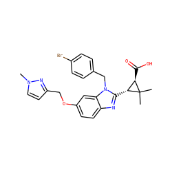Cn1ccc(COc2ccc3nc([C@@H]4[C@@H](C(=O)O)C4(C)C)n(Cc4ccc(Br)cc4)c3c2)n1 ZINC000226032268