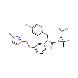 Cn1ccc(COc2ccc3nc([C@@H]4[C@H](C(=O)O)C4(C)C)n(Cc4ccc(Br)cc4)c3c2)n1 ZINC000226021855