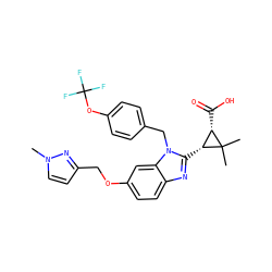 Cn1ccc(COc2ccc3nc([C@@H]4[C@H](C(=O)O)C4(C)C)n(Cc4ccc(OC(F)(F)F)cc4)c3c2)n1 ZINC000226034098