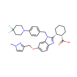 Cn1ccc(COc2ccc3nc([C@@H]4CCCC[C@@H]4C(=O)O)n(Cc4ccc(N5CCC(F)(F)CC5)cc4)c3c2)n1 ZINC000226032982