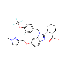 Cn1ccc(COc2ccc3nc([C@@H]4CCCC[C@@H]4C(=O)O)n(Cc4ccc(OC(F)(F)F)c(F)c4)c3c2)n1 ZINC000226029103